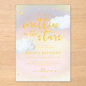 Invitations En Acrylique Écrit dans les étoiles | Baby shower arc-en-ciel g (Recto)