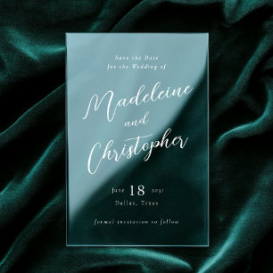 Invitations En Acrylique Écriture Calligraphique Blanche Moderne Mariage Cl