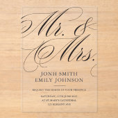 Invitations En Acrylique Écriture Calligraphique Élégante Mr & Mrs Script (Recto)