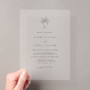 Invitations En Acrylique Écriture Élégante Côtière aux Palmiers