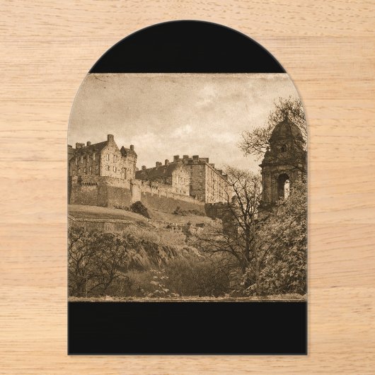 Invitations En Acrylique Edinburgh Castle Sepia Photograph (Recto)