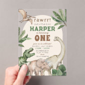 Invitations En Acrylique Editable "AGE" Dinosaurs Trex Wild Birthday (In situ (ordinateur de poche))