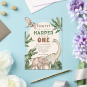 Invitations En Acrylique Editable "AGE" Dinosaurs Trex Wild Birthday (Insitu (Mariage))