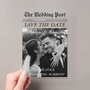 Invitations En Acrylique Éditorial de magazine Journal de mariage Enregistr