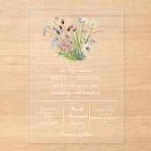 Invitations En Acrylique Effacer le Mariage Fleur sauvage moderne transpare (Recto)