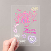 Invitations En Acrylique Éffrayant Fantôme Neon rose Halloween Anniversaire (In situ (ordinateur de poche))