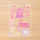 Invitations En Acrylique Éffrayant Fantôme Neon rose Halloween Anniversaire (Recto)