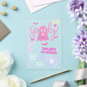 Invitations En Acrylique Éffrayant Fantôme Neon rose Halloween Anniversaire (Insitu (Mariage))