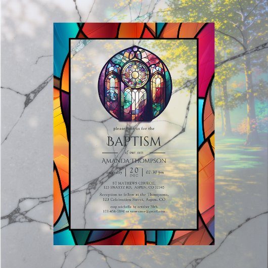 Invitations En Acrylique Eglise moderne Baptême, dédicace ou baptême