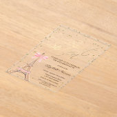 Invitations En Acrylique Eiffel Tower Bow Gold Diamonds Black Sweet 16 (Poser)