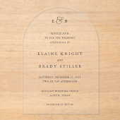 Invitations En Acrylique Elaine Monogram Mariage élégant (Recto)