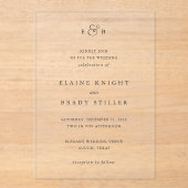 Invitations En Acrylique Elaine Monogram Mariage élégant (Recto)