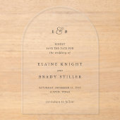 Invitations En Acrylique Elaine Monogram Mariage élégant Enregistrer la dat (Recto)