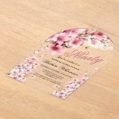 Invitations En Acrylique Elégance Arc Floral Rose 90ème anniversaire (Poser)