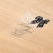 Invitations En Acrylique  Elegance Black Bow Pearls Bridal Shower Acrylic (Poser)