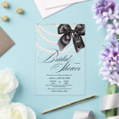Invitations En Acrylique  Elegance Black Bow Pearls Bridal Shower Acrylic (Insitu (Mariage))