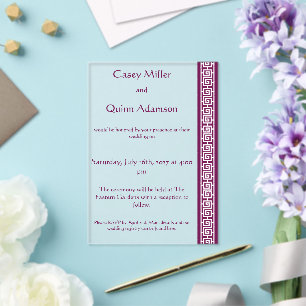 Invitations En Acrylique Élégance Chinoise dans le Vin Mariage Acrylique