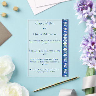 Invitations En Acrylique Élégance Chinoise en Bleu Mariage Acrylique