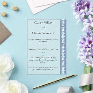 Invitations En Acrylique Élégance Chinoise en Bleu Pervenche Acrylique de M