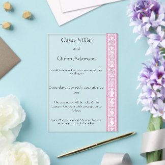 Invitations En Acrylique Élégance Chinoise en Rose Pâle Acrylique de Mariag