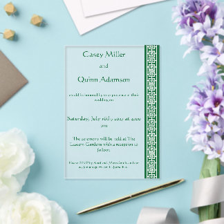Invitations En Acrylique Élégance Chinoise en Vert Mariage Acrylique