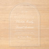 Invitations En Acrylique Élégance classique Script Monogram Arch Mariage (Recto)