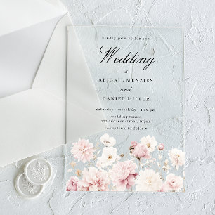 Invitations En Acrylique Élégance divine : Jardin bleu Mariage floral