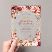 Invitations En Acrylique Élégance florale enchantée Quinceanera or (In situ (ordinateur de poche))
