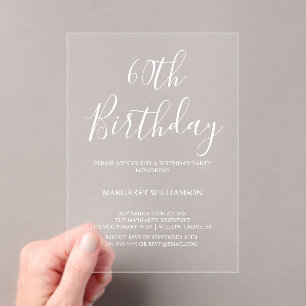 Invitations En Acrylique Elégance moderne 60e anniversaire