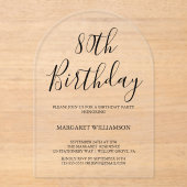 Invitations En Acrylique Elégance moderne 80e anniversaire (Recto)