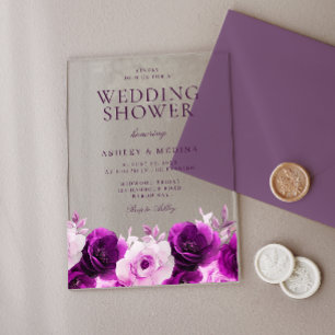 Invitations En Acrylique Élégance prune pourpre : Rose violette pour la dou