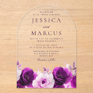 Invitations En Acrylique Élégance violette : Lilac Violet Rose Floral Maria