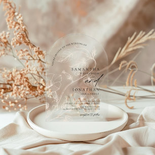 Invitations En Acrylique Elegang Bohemian Green Mariage