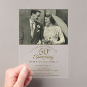 Invitations En Acrylique Élégant 50e anniversaire Mariage d'or photo (In situ (ordinateur de poche))