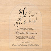 Invitations En Acrylique Elegant 80th Birthday Party (Recto)