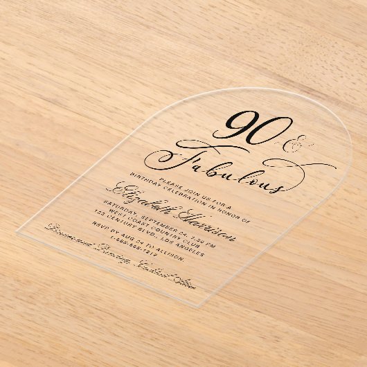 Invitations En Acrylique Elegant 90th Birthday Party (Poser)
