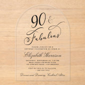 Invitations En Acrylique Elegant 90th Birthday Party (Recto)