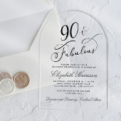 Invitations En Acrylique Elegant 90th Birthday Party