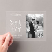 Invitations En Acrylique Elegant Acrylic Save the Date Photo Wedding (In situ (ordinateur de poche))
