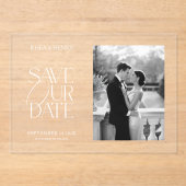 Invitations En Acrylique Elegant Acrylic Save the Date Photo Wedding (Recto)