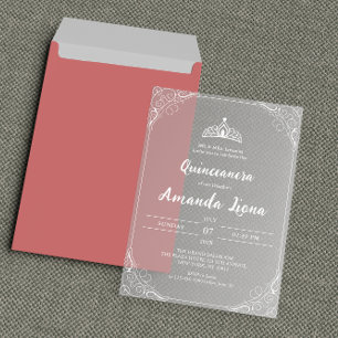 Invitations En Acrylique Élégant acrylique transparent Quinceañera