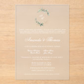 Invitations En Acrylique Elégant acrylique vert mariage espagnol (Recto)