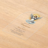 Invitations En Acrylique Élégant Ange Blanc Religieux Baptême chrétien (Poser)