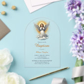 Invitations En Acrylique Élégant Ange Blanc Religieux Baptême chrétien (Insitu (Mariage))