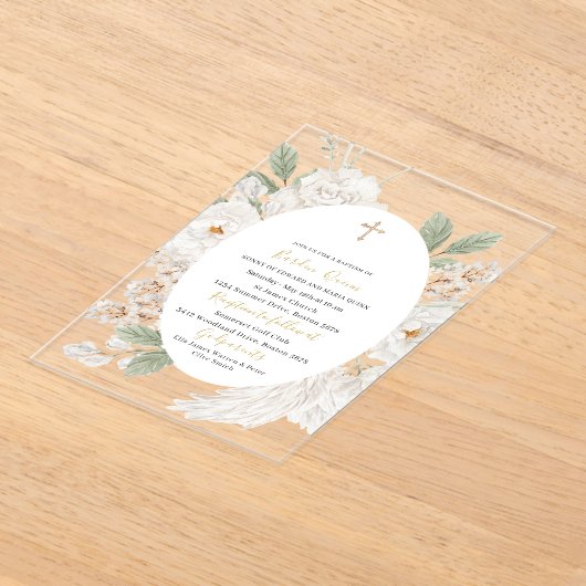 Invitations En Acrylique Élégant Aquarelle moderne Angel Baptême (Poser)