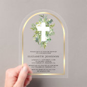 Invitations En Acrylique Elégant Aquarelle Verdure Arc Or Baptême (In situ (ordinateur de poche))