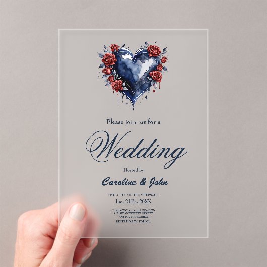 Invitations En Acrylique Élégant arrangement rose avec feuillage doré (In situ (ordinateur de poche))