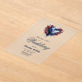 Invitations En Acrylique Élégant arrangement rose avec feuillage doré (Poser)