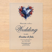 Invitations En Acrylique Élégant arrangement rose avec feuillage doré (Recto)