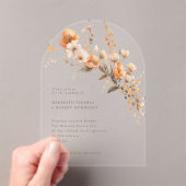 Invitations En Acrylique Elégant automne orange et Brown Mariage Fleur sauv (In situ (ordinateur de poche))